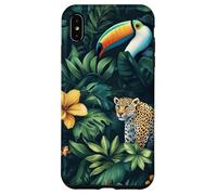 Animaux de la jungle, feuilles, floral, toucan, léopard Coque pour iPhone XS Max