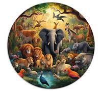 Animaux de la Jungle Puzzle Rond De 1000 Pièces pour Flower Bricolage Ludique Activité Différente 1000pcs (67.5x67.5cm)