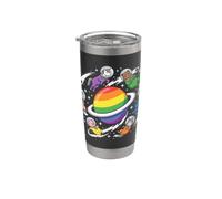 Animaux de l'espace gay Rainbow Planet Pride Gobelet isotherme en acier inoxydable double paroi