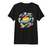 Animaux de l'espace Gay Rainbow Planet Pride T-Shirt Haut de Gamme