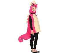 Animaux de mer Aventure Capuche Carnaval Tenue Enfants Spa Hippocampe Costume Fantaisie Animaux Coloré Design Créatif Rose Beige Spectacle Mardi Gras Casque Jouet Tenues Mode, Taille : 128/134 Couleur