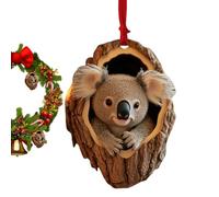 Animaux de Noël en acrylique pour sapin de Noël | Noël avec pendentif en forme d'animaux, décoration de la maison du chat singe Koala en acrylique 2D, décoration de jour de fête