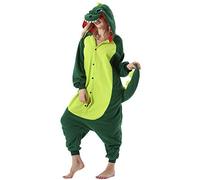 Animaux de Pyjama Cosplay Halloween Onesies Deguisement Carnaval Costumes Grenouillères Combinaisons de Nuit Dinosaure Vert XL(178-187CM)