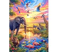Animaux de safari africain au coucher du soleil 300 Pièces Puzzle Personne Âgée En Carton Rigide Animal sauvage et animal de compagnie Cute Facile Débutant Anti-Stress Stimulation Cognitive Loisir Cré