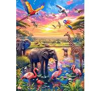 Animaux de safari africain au coucher du soleil 300 Pièces Puzzle Pour Ado En Carton Épais Haute Densité Animal sauvage et animal de compagnie Facile Débutant Jeu De Société Idée Cadeau Anniversaire P