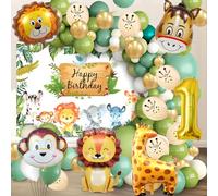 Animaux Deco Anniversaire 1 An, Jungle Ballons 80 Pcs, Foret Decoration Enfants, Safari Fête 1 An, Kit Vert Ballon Garcon Fille