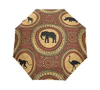 Animaux D'Éléphant Indien Africain Parapluie Pliable Pliant à Ouverture Automatique Parapluies Pliant Coupe-Vent pour Voyager Plage Femmes Enfants Homme Fille