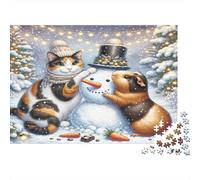 Animaux d'hiver Puzzle 1000 Pièces Papier recyclé pour Adultes Puzzle pour Adultes Impossible Difficile Stimulant Jeu Familial Amusant Excellente idée Cadeau 52x38cm/1000pcs