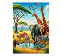 Animaux Éléphant Lion 1000pcs Mini Puzzle pour Adultes Difficile | 70x50cm Carton Décor Salon Structure Durable Cadeau Anniversaire Relaxation