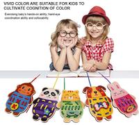 Animaux en bois lisses colorés cartes à lacets, dentelle et traces animaux domestiques, poids léger non toxique mignon pour les enfants enseignent cadeau 1 2 3 ans bambins