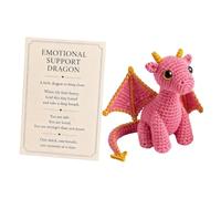 Animaux en Crochet Positifs de Dragon Tricotée Émotionnelle de Poche avec | Animaux Positifs Pour Maison Lieu De Travail Enseignants Collègues Étudiants Adolescents Hommes Femmes Rose