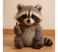 Animaux en Peluche Attitude Squad, Objets de Collection au Charme Humoristique et aux gestes impertinents, décoration de Bureau Anti-Stress, Cadeaux Rebelles au Format de Poche pour Les Amis Raccoon