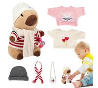 Animaux En Peluche De Noël, Capybara En Peluche, Capuchons En Peluche - Ours En Peluche De Dessin Animé Avec 9 Accessoires | Jouet Interactif Amusant, Accessoires De Fête, Habillage Des Ours En Peluch