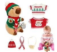 Animaux en peluche de Noël - Peluches de dessin animé avec 9 accessoires de tenues | Fournitures de fêtes de jouets interactifs amusants, décoration de noël en peluche mignonne pour habiller le canapé