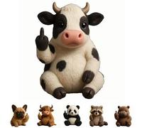 Animaux en Peluche Douces Doux drôles, Mignons de minuscules Rebelles en Peluche avec du sass et des câlins, des Ornements décoratifs de Bureau Humoristiques, Cadeau de décoration de Stress Cow