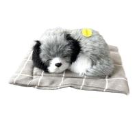 Animaux en peluche, faux chien, 6,7x 5,1 pouces pour chiens de couchage en peluche sur pad avec des sons woof, mignon mini respiration pour les enfants et la famille le jour de la journée et du festi