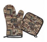 Animaux en Pixels Oven Mitts and Pot Holder Lot De 2 Heat Resistant Microwave Hand Glove Non-Slip Oven Gloves & Hot Pads pour Chefs Microwave Grilling