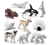 Animaux en plastique, 10 pièces figurines d'animaux pour les tout-petits, jouets d' cognitifs réalistes 'ours polaire, figurines arctiques de simulation, jouet 'apprentissage de décoration a