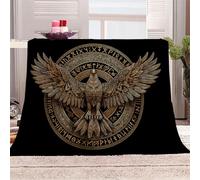 Animaux Entourant Un Cercle Runique Manta de franela 3D Suave - Cubre Sofá/Cama 130x150 cm,Art Ancien Mystérieux Estampado 3D Ultrarealista,Polar Caliente,Lavable,Hogar/Dormitorio