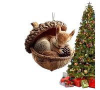 Animaux et glands pour Noël | Décoration de Noël en acrylique 2D | Pendentif animal rustique - Pour vacances, voiture, miroir, fenêtre, mur, porte hiver, maison et