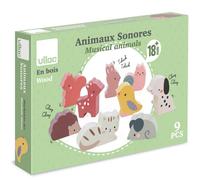 Vilac - Animaux Sonores Familiers par Sarah Betz - 9 Animaux Bois Illustrés & Sons Authentiques - Éveil Auditif & Sensoriel - Inspiration Montessori - Idée Cadeau Naissance dès 18 Mois - 7126