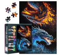 Animaux fantastiques Jigsaw Puzzles 1000 pièces pour adultes Dragon de Feu et Dragon Bleu 1000 pièces Puzzles Décoration Murale Maison Puzzle Défi Convient aux nuits de jeu Taille : 50 x 70 cm