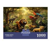 Animaux forêt Casse-tête 1000 Pièces en Carton Recyclé, Jeu De Puzzle Premium Roi Junglejeu De Famille Amusant Et Stimulant pour Se Détendre Après Le Travail, Idée Cadeau Original 52x38cm/1000pcs