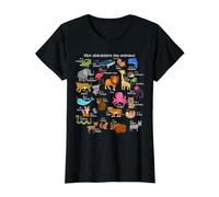 Animaux français Alphabet A-Z ABC de la Faune T-Shirt Graphique avec Valeur, Femme, Noir, L