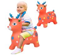 Animaux Gonflables Cerfs Gonflables Mignons Les Tout-Petits Montent sur Un Cheval Gonflable Sautant des Jouets de Cerf pour Noël Anniversaire Bébés Garçons Filles 3+, OrangeHome Décoration