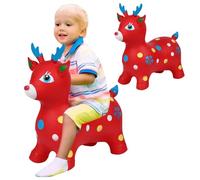 Animaux gonflables mignons cerfs gonflables pour tout-petits à cheval gonflable sautant des jouets de cerf pour Noël, anniversaire, bébés garçons et filles de 3 ans et plus, rouge, décorat