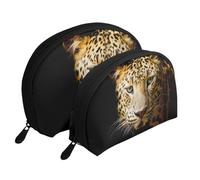 Animaux Guépard, Trousse de Maquillage Coquille Femme Petit Porte-Monnaie Trousse de Toilette Trousse à cosmétiques 2 pièces