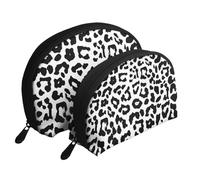 Animaux imprimés léopard The Arts, Trousse de Maquillage Coquille Femme Petit Porte-Monnaie Trousse de Toilette Trousse à cosmétiques 2 pièces