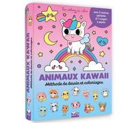 Animaux kawaii - Méthode de dessin et coloriages - pochette 5 feutres pailletés et 1 crayon à papier - Luli Bunny - Deux Coqs D'or - Boîte ou accessoire - Jeux livres objets