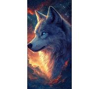 Animaux Le loup Diamond Painting Adulte, Diamond Painting Enfant Débutants, Loisirs Créatifs Adultes,5D DIY Broderie Diamant Kit Complet, Décoration Cadeau Murale, Réduction du Stress 45x90cm N-112