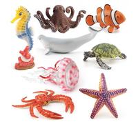 Animaux Marins, 8 Figurines réalistes Comprenant Un béluga, Un Hippocampe, Une méduse et Bien Plus Encore. Jouets éducatifs et éducatifs. Coffret Cadeau d'anniversaire. Jouets Animaux pour Enfants
