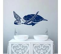 Animaux marins, décalcomanies murales en forme de tortue, décoration intérieure en vinyle, salle de bain, art de la salle de bain, décoration : fond peint océanique marin fresques 57X25CM