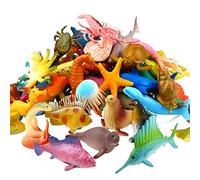 Animaux Marins, Ensemble Jouet Animaux en Plastique Cynil Min Assortis, Jouets Réalistes Vie sous La Mer Figurine Bain Jouets pour Enfant Eductif Fête Gâteau Cupacke (Pack 52)