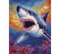 animaux marins Latch Hook Rug Kits for Adults Beginners,Requin coloré,DIY with Printed Canvas Crochet Yarn Handmade Embroidery Crafts Crochet for Home Decoration,90x120cm