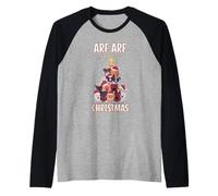Animaux Mignons Arbre de Noël Neige Joyeux arf Noël Manche Raglan
