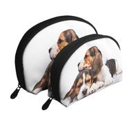Animaux Mignons Chiots Beagle Chiens, Trousse de Maquillage Coquille Femme Petit Porte-Monnaie Trousse de Toilette Trousse à cosmétiques 2 pièces