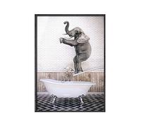 Animaux Mignons dans Une Affiche de Toilette Imprimé Noir Penguin Blanc Pingouin Zèbre Peinture Peinture Murale Moderne Mur Photo Salle de Bain Maison décor (Color : E, Size : 30x40cm No Frame)