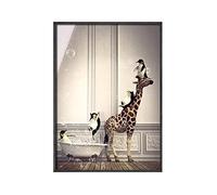 Animaux mignons dans une affiche de toilette Imprimé noir Penguin blanc Pingouin Zèbre peinture peinture murale moderne mur photo salle de bain maison décor (Color : D, Size : 30x40cm No Frame)