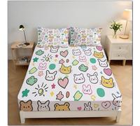 Animaux Mignons Drap Housse Microfibre 180x200x30cm Housse De Matelas 30 Cm Profondeur pour Matelas épais, Graffiti À L'Aquarelle Draps Housses Doux, Multicolore