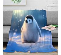 Animaux Mignons Plaid 3D Imprimé Microfibre Décor Maison Motif Pingouin Couverture Jetée Lit Canapé Cadeau 60x80(150x200cm)
