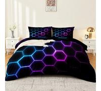 Animaux Nid D'Abeilles Géométrie Dégradé Moderne Sets de Housse de Couette,Ensemble de Linge de Lit en Microfibre Noir, 1 Housse de Couette 200x200cm,2 Taies d'oreiller,avec Fermeture éclair