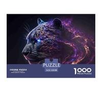 Animaux panthères Lumineux de 1000 pièces en Papier pour Adultes Thème de la Nuit Jeu de Puzzle pour la Famille 52 x 38 cm/1000 pièces