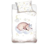 Animaux Parure de lit Housse de Couette 100x135 + Taie 40x60 Parure 100% Coton pour lit à barreau ou lit Bébé / Junior évolutif