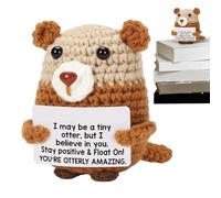 Animaux Positifs Au Crochet - Loutre Brune Petite 4 Pouces, Animal Inspirant De Loutres Mignonnes Avec Carte Positive, Ornement De Table Édifiant Fait À La Main Pour Le Bureau À Domicile, Joyeux |