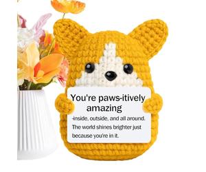 Animaux Positifs au Crochet | Mignon Puppet Chiot Inspirant en Peluche,Mini Animaux en Crochet - pour Collègues Papa Amis Amoureux des Fille Sœur Fils Adolescentes Femme