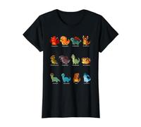 Animaux préhistoriques de la Collection d'espèces de Dinosaures Mignons T-Shirt Graphique avec Valeur, Femme, Noir, S
